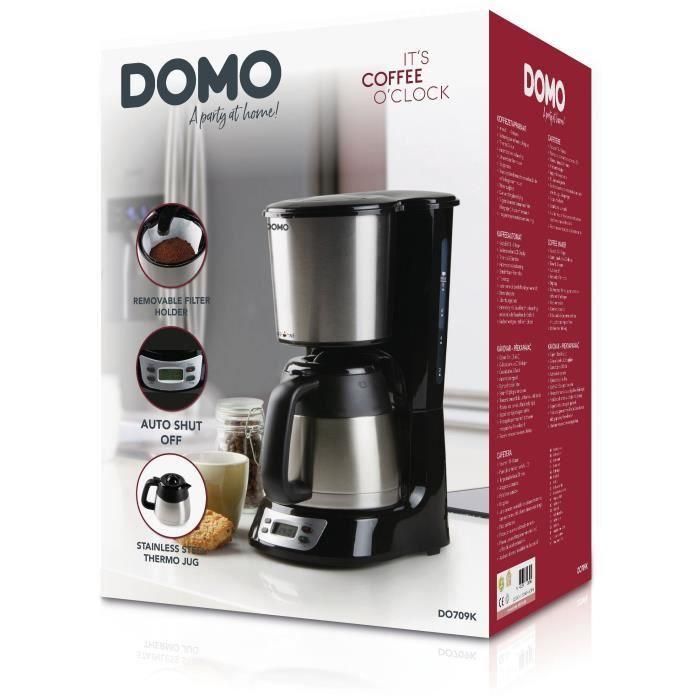 Cafetera de filtro - DOMO - DO709K - 1000 W - 1 L - 8 tazas - Pantalla LCD - Temporizador 24 horas - Acero inoxidable 5 Cafetera de filtro - DOMO - DO709K - 1000 W - 1 L - 8 tazas - Pantalla LCD - Temporizador 24 horas - Acero inoxidable 5