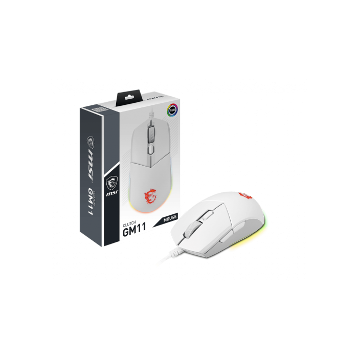 MSI CLUTCH GM11 WHITE ratón Ambidextro USB tipo A Óptico 5000 DPI 4 MSI CLUTCH GM11 WHITE ratón Ambidextro USB tipo A Óptico 5000 DPI 4