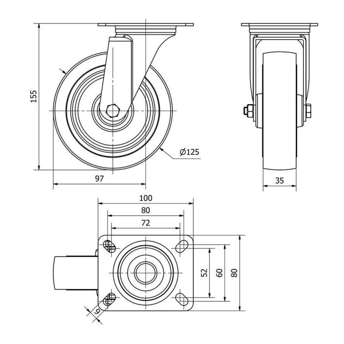 Ruedas Alex Rueda giratoria de goma con placa y eje de rodillos azul 130 kg Ø 12,5 cm Ruedas Alex Rueda giratoria de goma con placa y eje de rodillos azul 130 kg Ø 12,5 cm