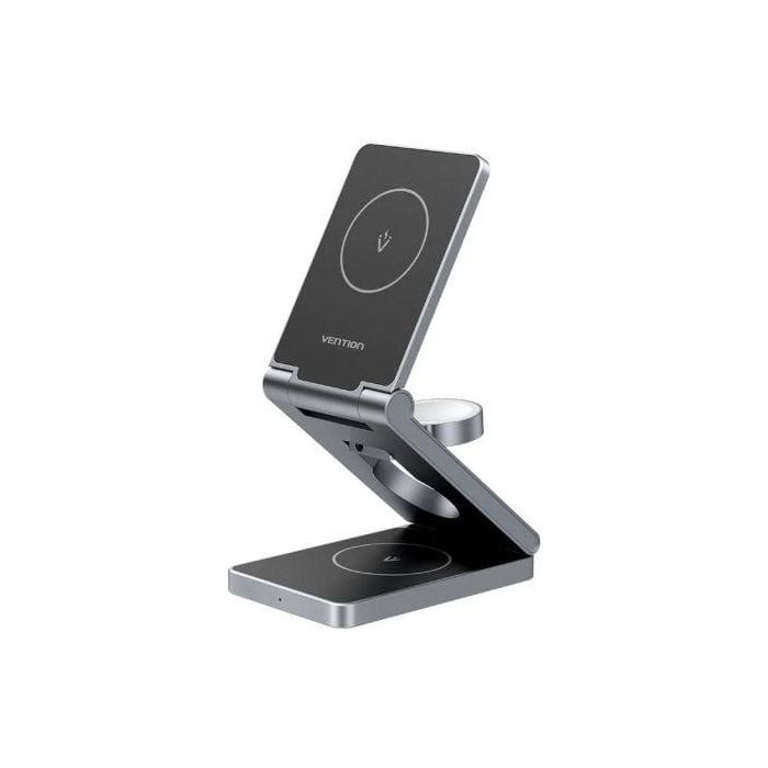 Vention FGFH0 Cargador Inalámbrico 3 en 1 MagSafe Plegable 15W para iPhone, iWatch y AirPods, Aleación Aluminio Gris 1 Vention FGFH0 Cargador Inalámbrico 3 en 1 MagSafe Plegable 15W para iPhone, iWatch y AirPods, Aleación Aluminio Gris 1