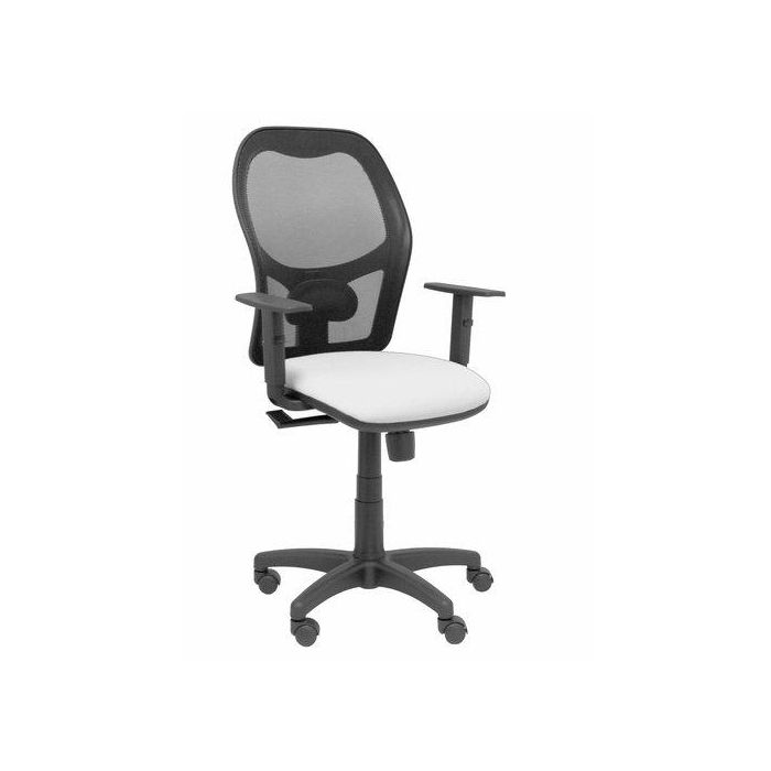 Silla Piqueras Y Crespo Alocen Brazos Regulables Mecanismo Sincro Refuerzo Lumbar Ruedas Nylon Respaldo Malla Negra Transpirable Y Asiento Tapizado Bali Blanco