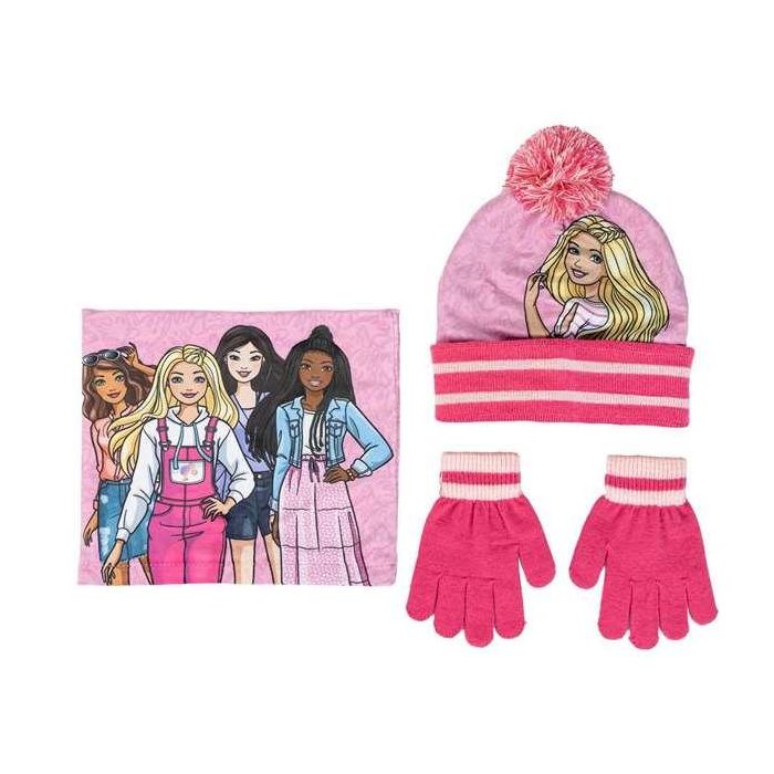 Conjunto 3 piezas snood barbie (gorro, braga cuello y guantes) 2/8 años.