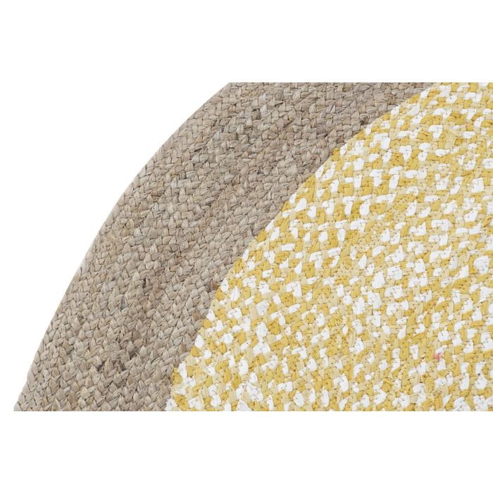 DKD Home Decor Alfombra Scandi Marron Amarillo 200 x 200 cm Algodón Yute Poliéster 1