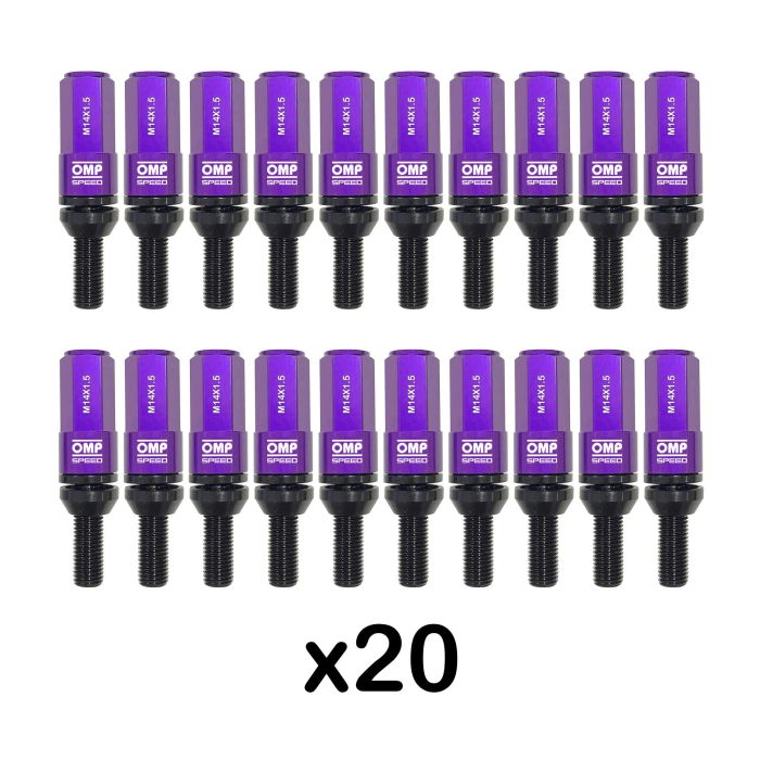 Omp Speed Juego De 20 Tornillos Con Protector De Aluminio De Colores M14x1.5 Llave De 17-19 Largo 28 mm Con Protector Morado OMPS09981411 4 Omp Speed Juego De 20 Tornillos Con Protector De Aluminio De Colores M14x1.5 Llave De 17-19 Largo 28 mm Con Protector Morado OMPS09981411 4