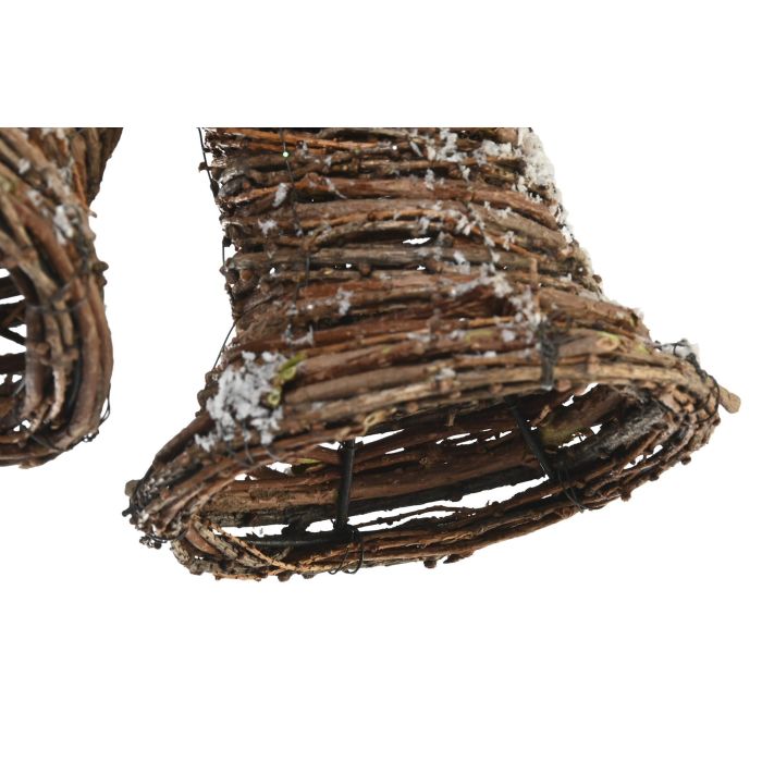 DKD Home Decor Decoración Colgante Navidad Tradicional Rojo Natural Ratán Piñas Campanas 25 x 12 x 15 cm 2