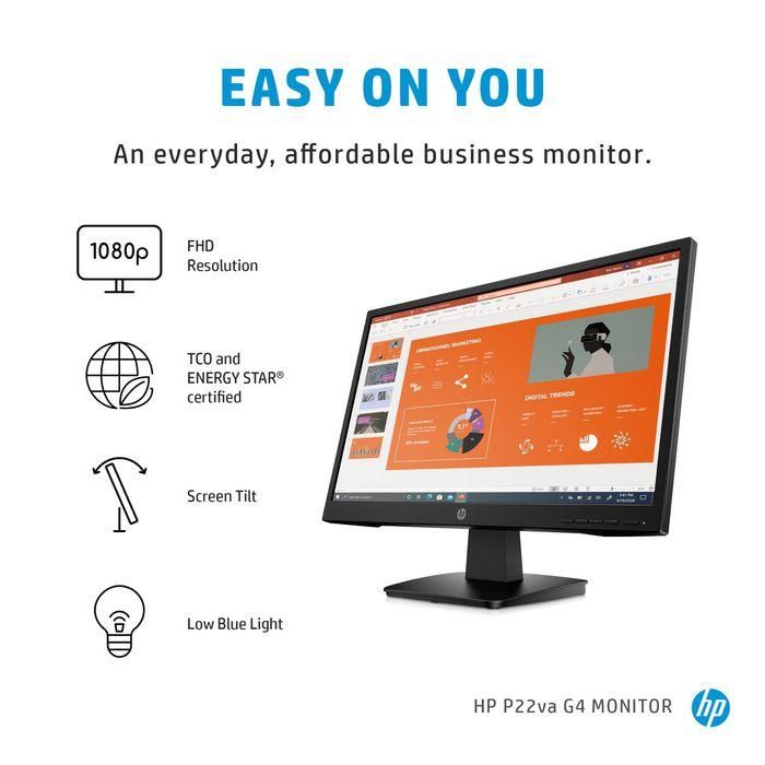 HP P22va G4 Monitor de Negocios FHD – Pantalla Full HD Ajustable para Mayor Confort, Ideal para Trabajo Diario y Oficina, Económico 9