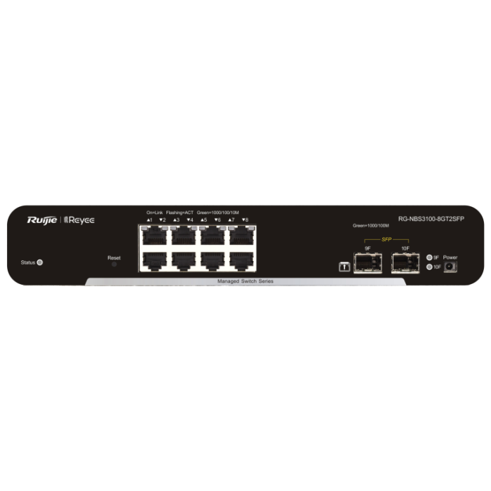Ruijie Networks RG-NBS3100-8GT2SFP switch Gestionado L2 Gigabit Ethernet (10/100/1000) Negro Ruijie Networks RG-NBS3100-8GT2SFP switch Gestionado L2 Gigabit Ethernet (10/100/1000) Negro