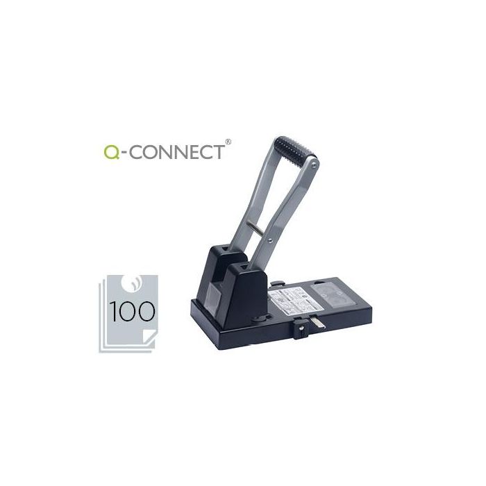 Taladrador Q-Connect Kf18766 Negro 2 Taladros Abertura 10 mm Capacidad 100 Hojas