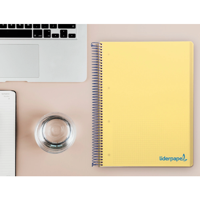 Liderpapel Cuaderno Espiral A4 Micro Wonder Tapa Plástico 120 Hojas 90gr Cuadro 5mm Color Amarillo 7