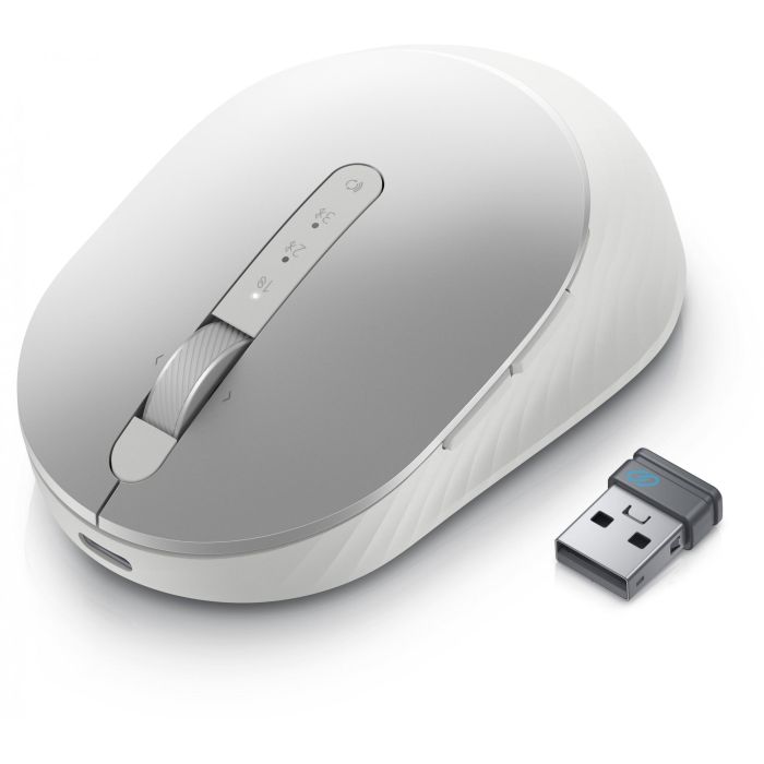 Dell MS7421W Ratón Inalámbrico Óptico Bluetooth/USB 2.4 GHz Ergónomico Plateado Platino 7 Botones Programables Recargable 8