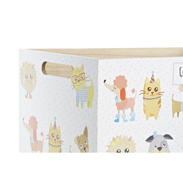 DKD Home Decor Caja Kids Best Friends León Mapache Blanco Multicolor 21 x 18 x 36 cm (4 Unidades) 1