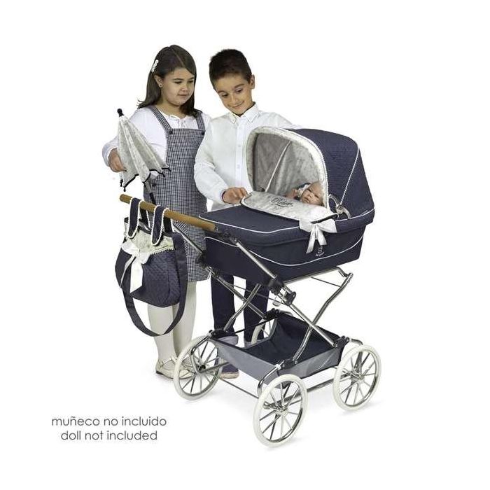 Decuevas Coche Reborn Plegable con Sombrilla Vintage para Muñecas. Ideal para el Juego de Simulación de Niñas desde 3 años. 40x90x90 cm. 1
