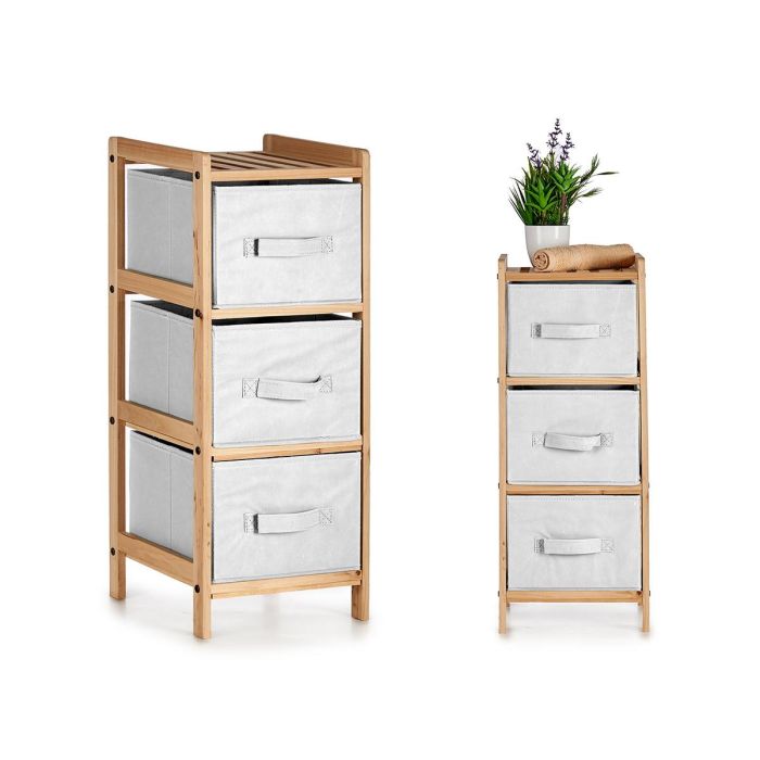 Kipit Estantería de Bambú con 3 Cajones Blancos - Diseño Compacto 28.5x26x70 cm (2 Unidades)