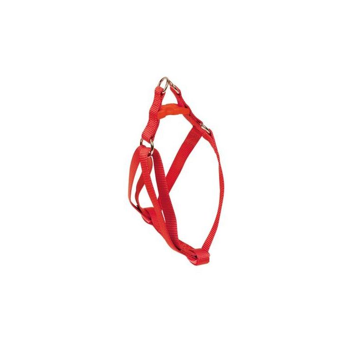 Nayeco Arnés Basic para Perro de Nylon Trenzado Regulable, Rojo, 45-60 cm x 2,5 cm, Cierre Click, Fácil de Poner y Quitar