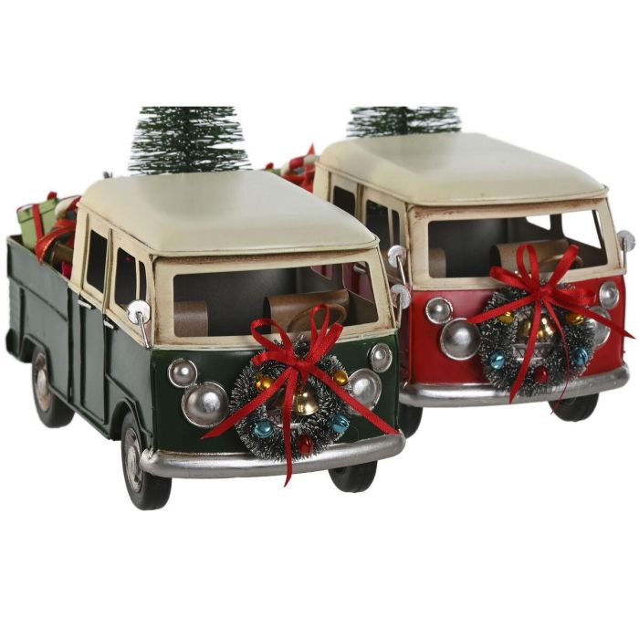 Vehiculo Decoracion Navidad Tradicional DKD Home Decor Verde Rojo 12 x 19 x 26.5 cm (2 Unidades) 2