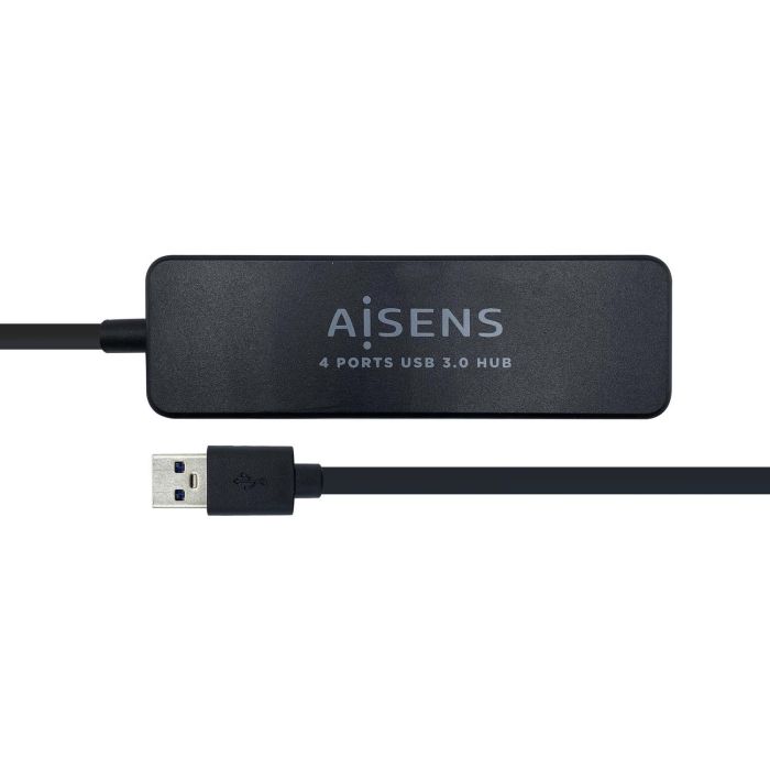 Aisens Hub Usb 3.0, 4 Puertos Tipo A Macho Hembra Negro 30 cm