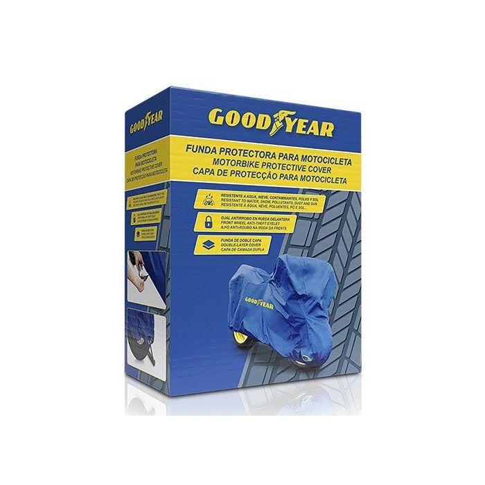 Goodyear Funda Cubre Moto Impermeable Transpirable para Moto Talla M GOD7020 Protectora contra Lluvia Nieve Sol Polvo 1