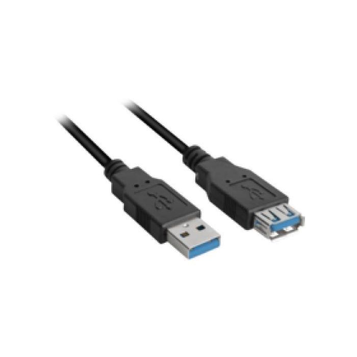 SHARKOON Cable Extensión USB 3.2 Gen 1 (3.1 Gen 1) de 2m Macho/Hembra A-A Negro - Transferencia hasta 5 Gbps