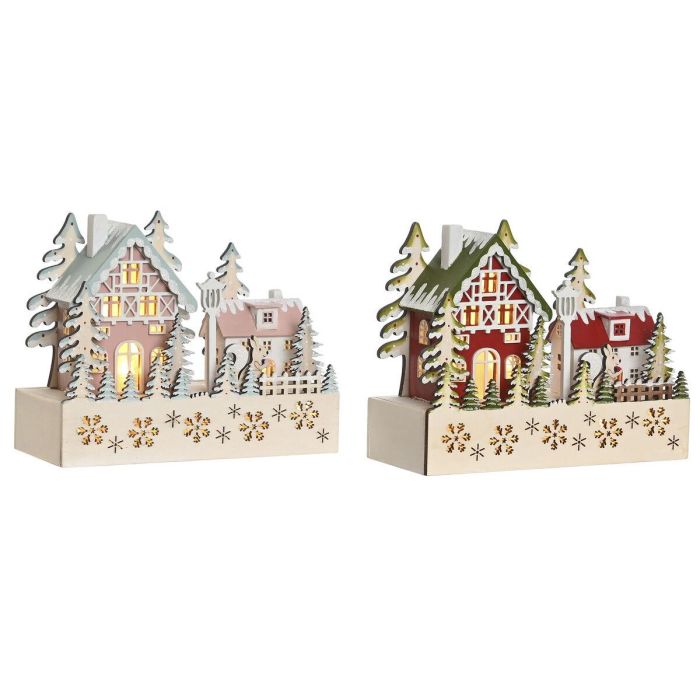Casa Navidad Fantasia DKD Home Decor Rosa Rojo 9.5 x 19 x 21 cm (2 Unidades) 2 Casa Navidad Fantasia DKD Home Decor Rosa Rojo 9.5 x 19 x 21 cm (2 Unidades) 2
