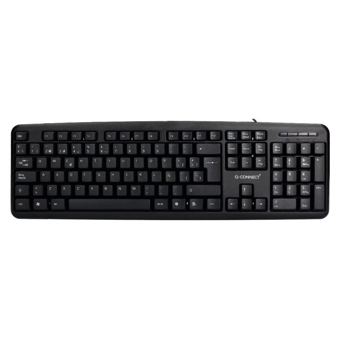 Teclado Q-Connect Con Cable 1,35 Mt Color Negro