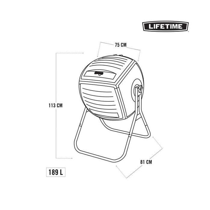 Cubo de compostaje Lifetime 60076 Rotación 189 L 75 x 113 x 81 cm 4