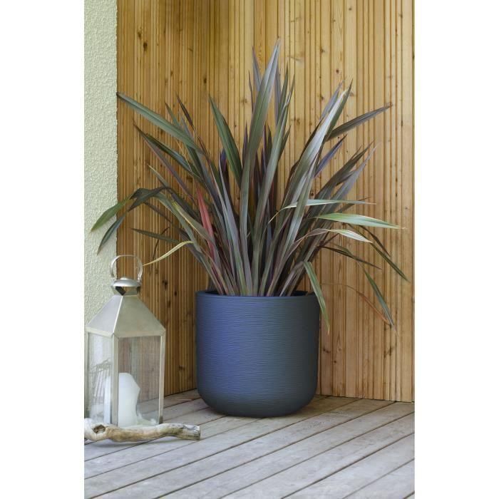 EDA PLASTIQUE Maceta redonda Graphit'Up 50 cm (67 L) para plantas, Gris antracita, uso interior y exterior con sistema de retención de agua 1