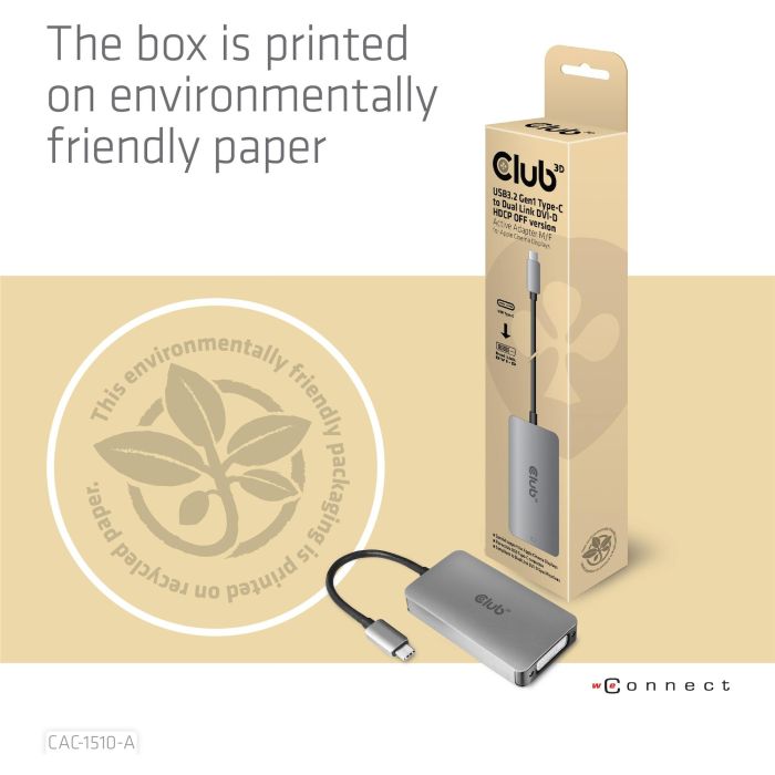 Club3D Adapter USB 3.2 Typ C > DVI-D HDCP Off activo St/Bu 9 Club3D Adapter USB 3.2 Typ C > DVI-D HDCP Off activo St/Bu 9