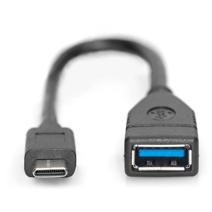 Digitus Cable Adaptador USB-C a USB-A OTG, SuperSpeed USB 3.0 (5Gbps), 3A Power Delivery, 0.15m, Carga y Sincronización Rápida, Reversible 3