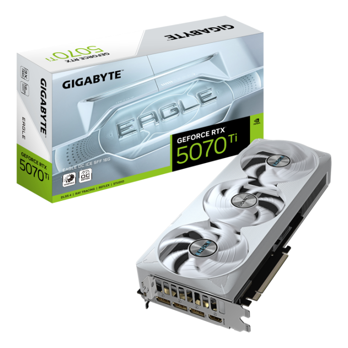 GIGABYTE GV-N507TEAGLEOC ICE-16GD Tarjeta Gráfica GeForce RTX 5070 Ti EAGLE OC SFF 16GB GDDR7 PCI-E 5.0 WINDFORCE 3X Blanco