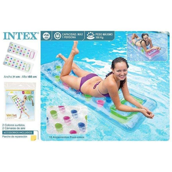 Intex Colchoneta 18 Vasos transparentes 188x71 cm - Modelos Surtidos 6 Intex Colchoneta 18 Vasos transparentes 188x71 cm - Modelos Surtidos 6