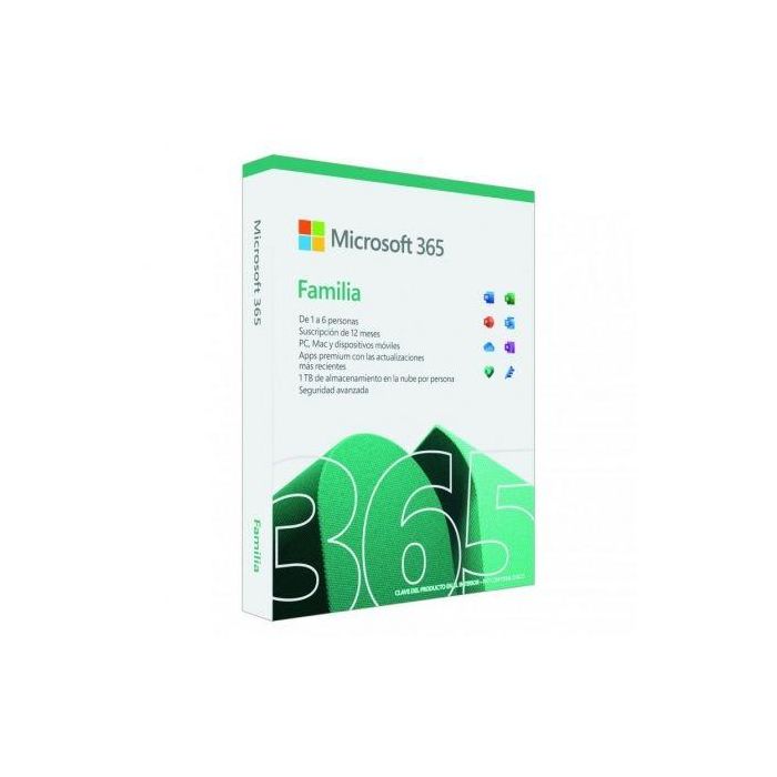 Microsoft 6GQ-01955 Microsoft 365 Familia | 6 Usuarios, 1 Año, 5 Dispositivos/Usuario | Apps Premium: Word, Excel, PowerPoint, Defender, 6TB Nube