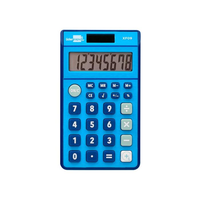 Calculadora Liderpapel Bolsillo Xf09 8 Digitos Solar Y Pilas Color Azul 115x65x8 mm 5