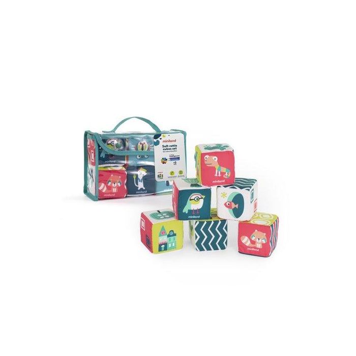 Juego Educat.Miniland Set De Cubos Blanditos Con Sonajero (0-6 Meses)