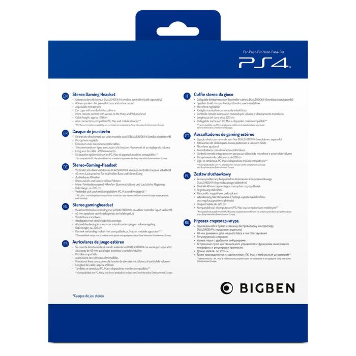 Auriculares con Micrófono Gaming Big Ben Interactive PS4OFHEADSETV3WHITE Blanco Negro/Blanco 1