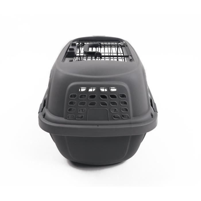 M.PETS PET6953182725855 Jaula de Transporte para Gatos ECO GIRO de Plástico Talla S Gris 1