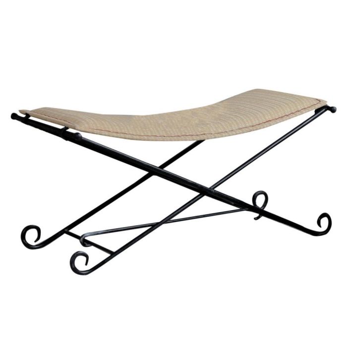 DKD Home Decor Descalzadora Balines de Ratán y Metal Desmontable, Marrón Claro y Negro, 94 cm de Ancho, 49 cm de Profundidad, 44 cm de Alto