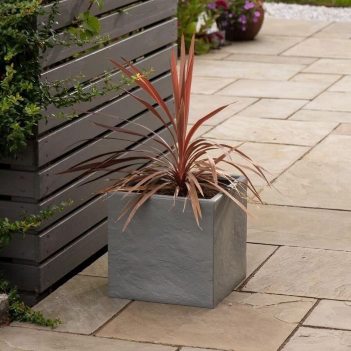 Strata STR5021711059786 Maceta Cuadrada Hendida, Ø 38,5cm x 46,5cm H, Grafito 1