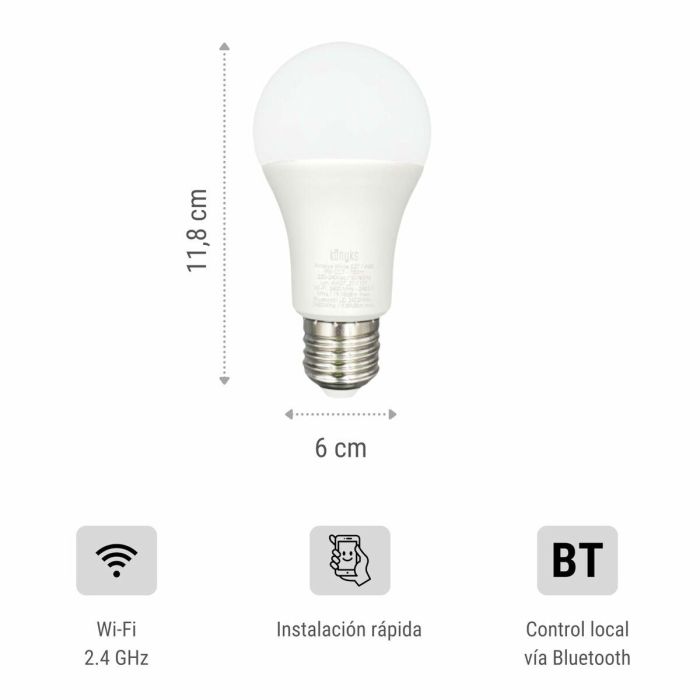 Bombilla conectada - KONYKS - Antalya Blanco E27 - LED Wifi + Bt - 780 Lúmenes - 9 W - Blanco orientable - Compatible con Alexa / Google Home 2