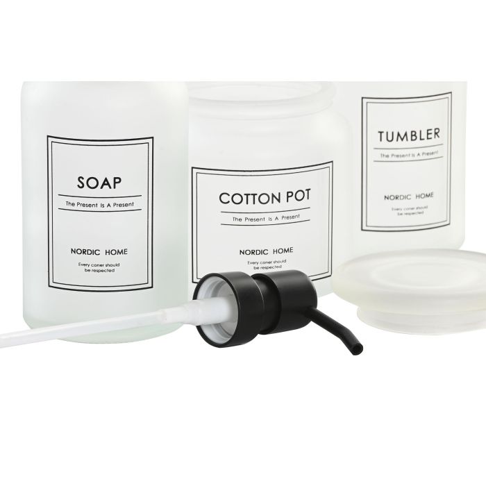 Baño Basicos DKD Home Decor Blanco Negro 7.5 x 20 x 7.5 cm Set de 3 (4 Unidades) 1 Baño Basicos DKD Home Decor Blanco Negro 7.5 x 20 x 7.5 cm Set de 3 (4 Unidades) 1