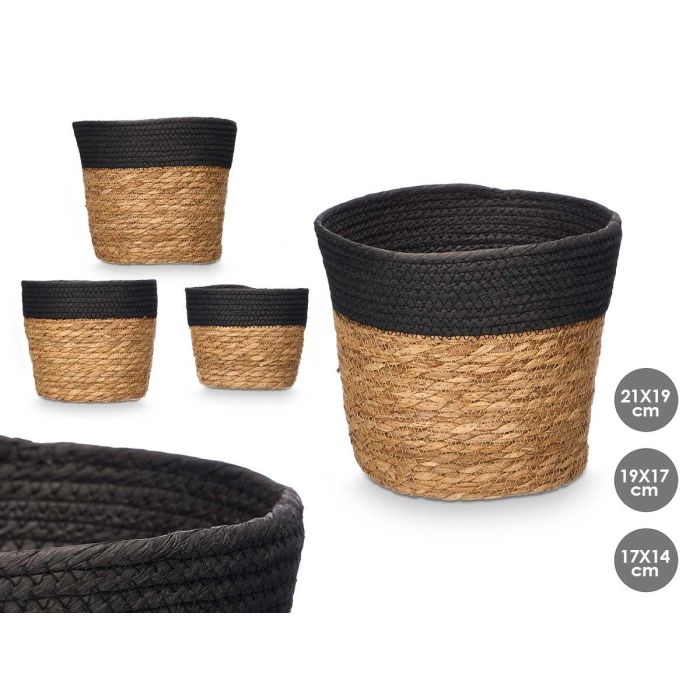 Set 3 Cestos Redondos 19Cm Alto Negro Giftdecor (6 Unidades) Set 3 Cestos Redondos 19Cm Alto Negro Giftdecor (6 Unidades)