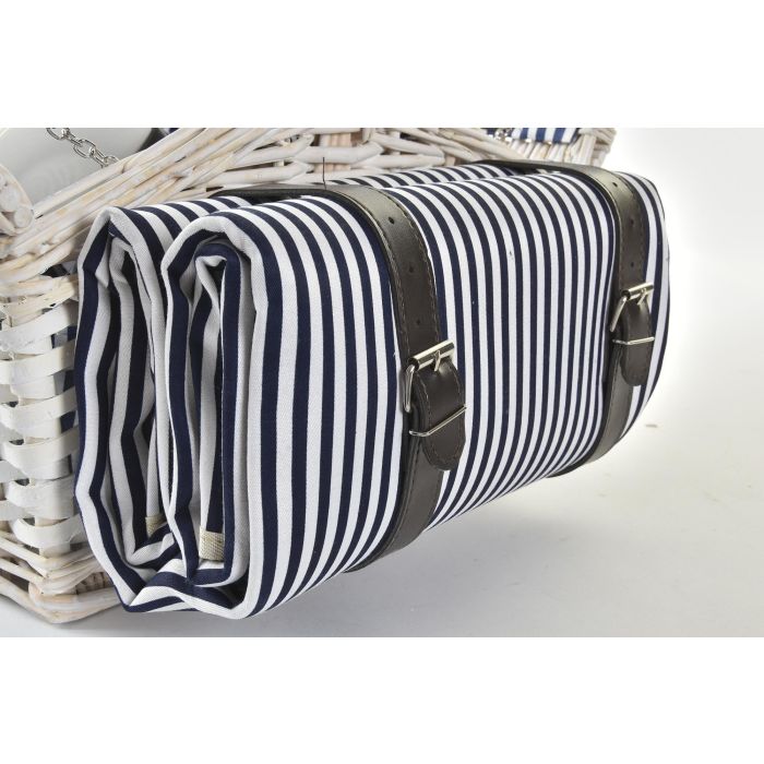 Cesta Picnic DKD Home Decor Blanco Azul 40 x 42 x 40 cm Set de 25 3