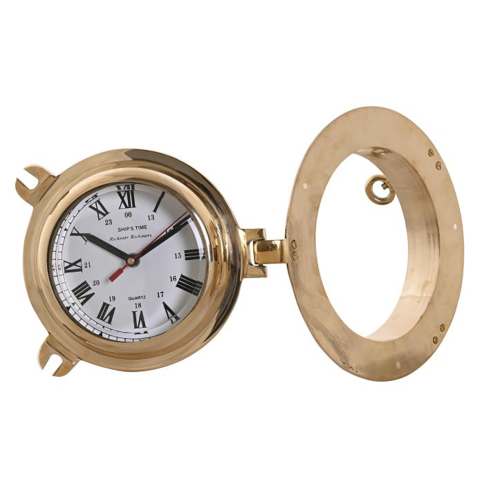 DKD Home Decor Reloj de Pared Vintage Dorado de Latón y Cristal para Decoración del Hogar - Medidas 23x23x7 cm - Funciona con 1 Pila AA 4 DKD Home Decor Reloj de Pared Vintage Dorado de Latón y Cristal para Decoración del Hogar - Medidas 23x23x7 cm - Funciona con 1 Pila AA 4