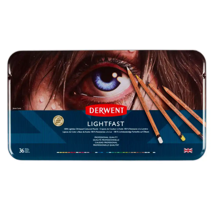 Derwent Lightfast Lápices de Colores Resistente a la Luz Caja Metálica 36 Colores Surtidos 4
