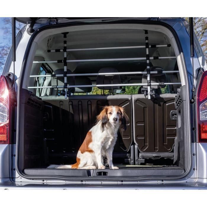 TRIXIE Divisor de coche - L 105-172 cm - H 46-60 cm - Plateado y negro - Para perro 1