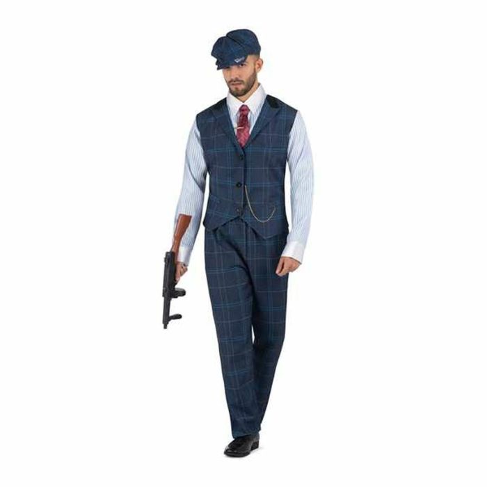 Disfraz gánster irlandés gorra, camisa con chaleco y cadena, corbata con pasador y pantalón talla m