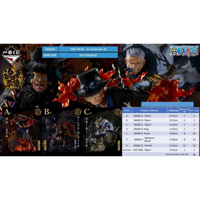 Ichiban Kuji One Piece Ex Devils Lotería con Figuras Ichibansho y Premios Exclusivos