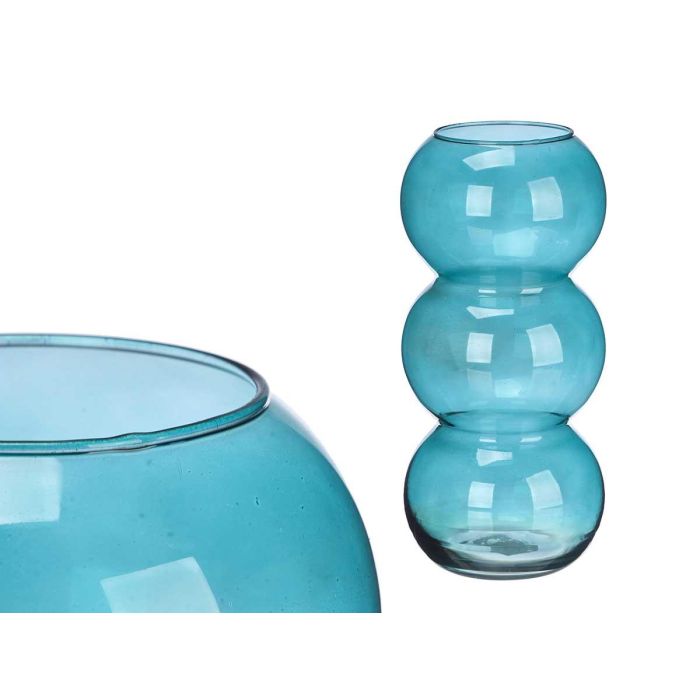 Jarrón de Cristal Triple Esfera 38 cm Turquesa - Giftdecor (4 Unidades) Jarrón de Cristal Triple Esfera 38 cm Turquesa - Giftdecor (4 Unidades)