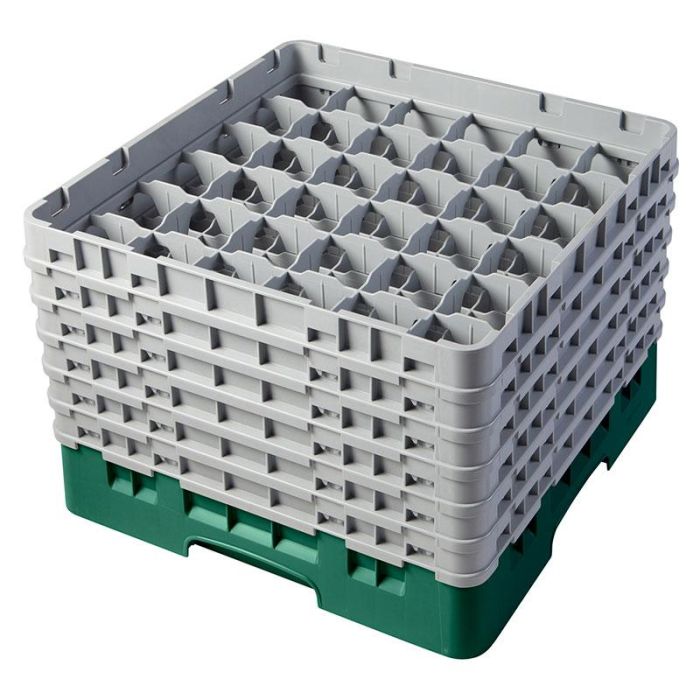 CAMBRO - 36S1114-119 - Cesta de lavado 36 comp. 6 alturas - 7,2 cm Ø máx. - alt. máx. 29,9 cm - 50 x 50 x 34,9 cm - Verde sherwood