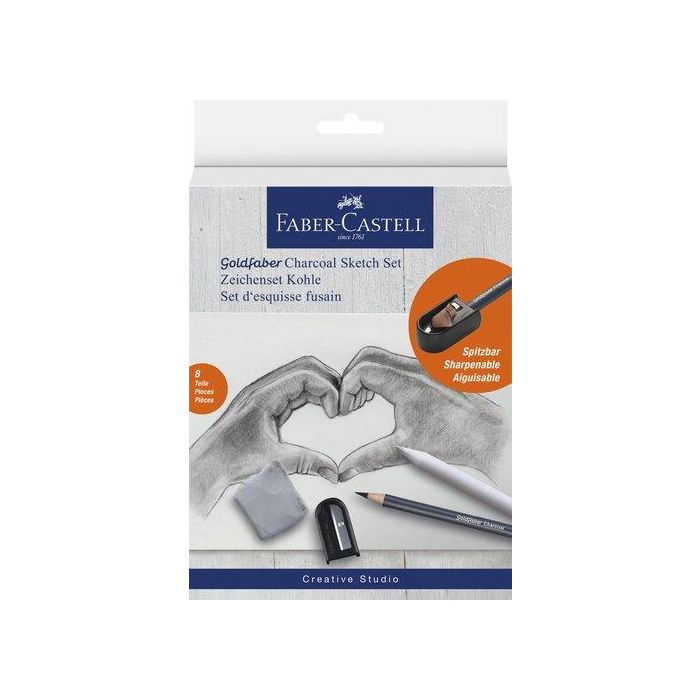 Lapiz De Grafito Faber-Castell Goldfaber Set De 8 Piezas 5X Lapices Carbon Goldfaber 1X Sacapuntas 1X Goma Borrar 1X Difuminio