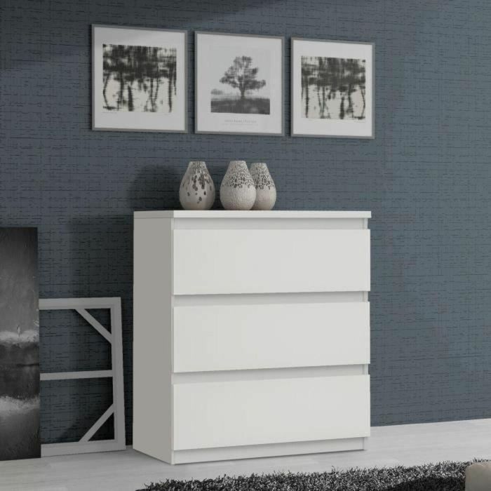 Cómoda CHELSEA 3 Cajones - Color blanco mate - An 77,2 x Pr 42 x Al 79,9 cm 3 Cómoda CHELSEA 3 Cajones - Color blanco mate - An 77,2 x Pr 42 x Al 79,9 cm 3